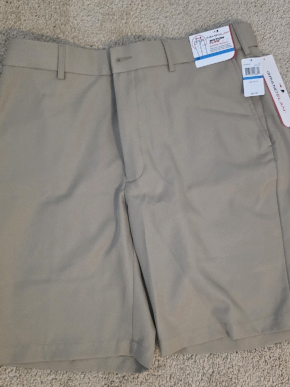 Grand Slam Men's Tan Flat-Front Performance Shorts